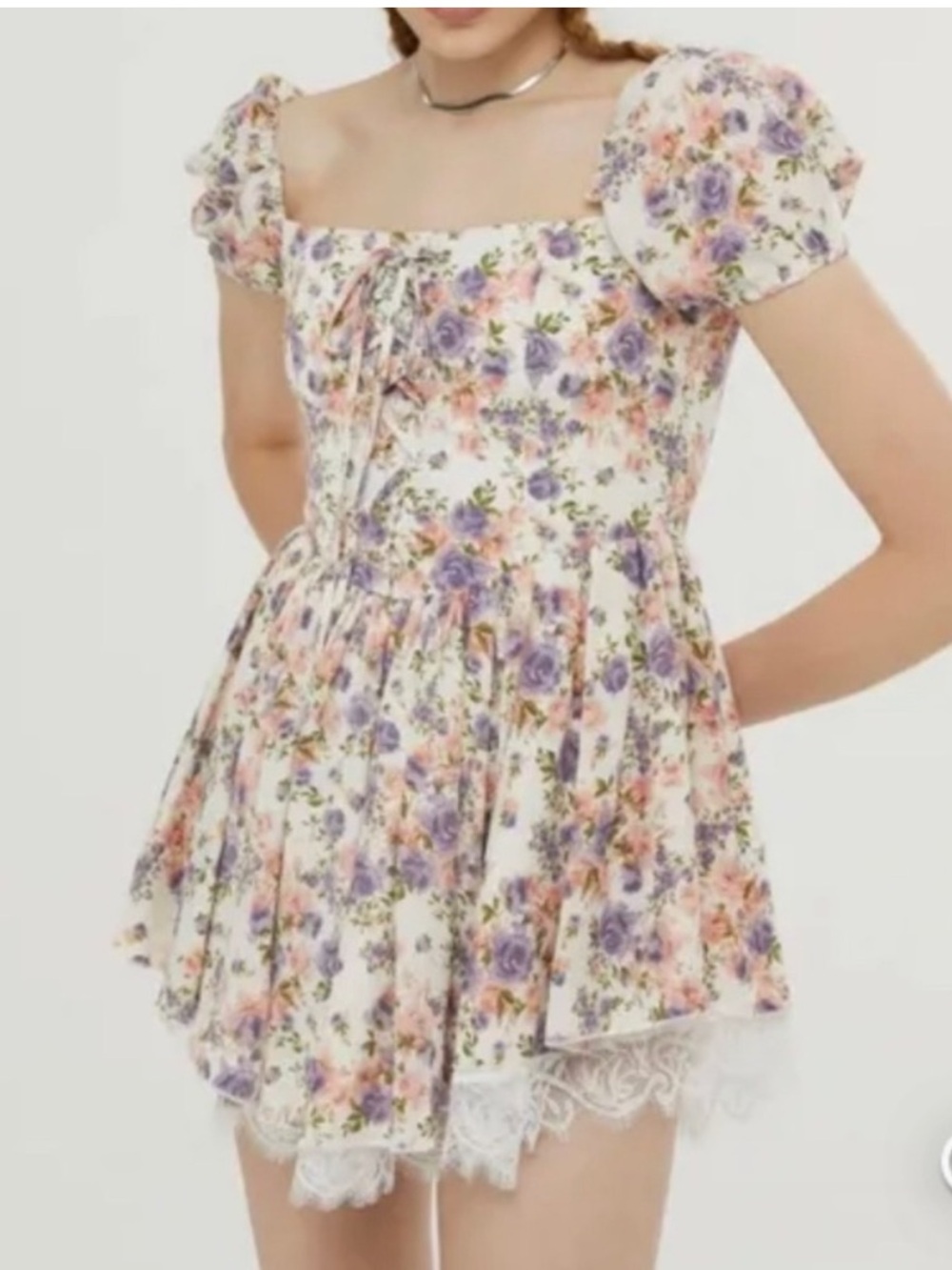 Cider Floral Mini Puff Sleeve Dress